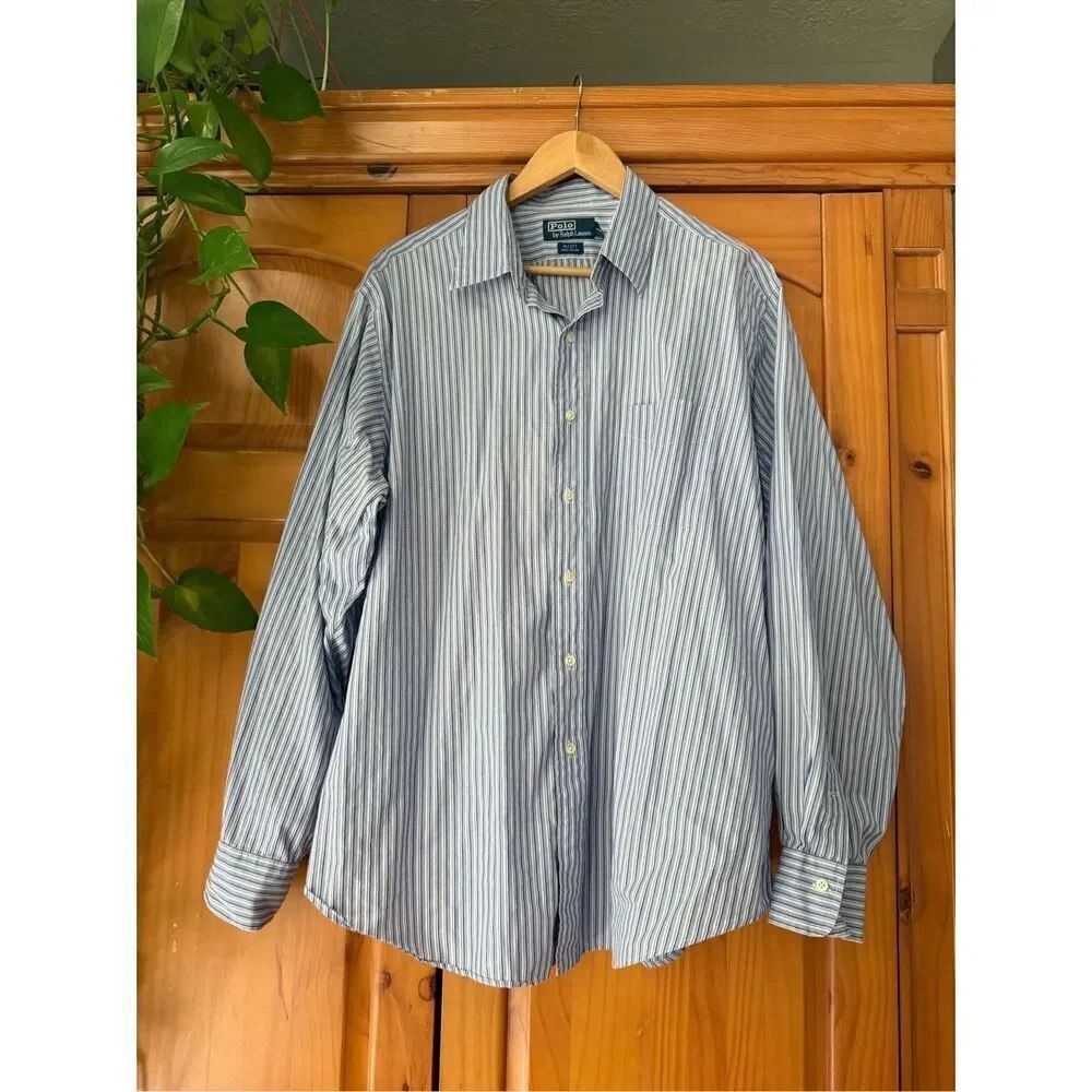 POLO Ralph Lauren Alcott Button Button Up Blue Sz 38-36/37 Long Sleeve